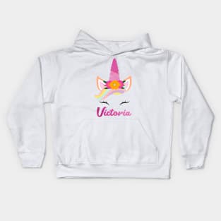 Name victoria unicorn Kids Hoodie